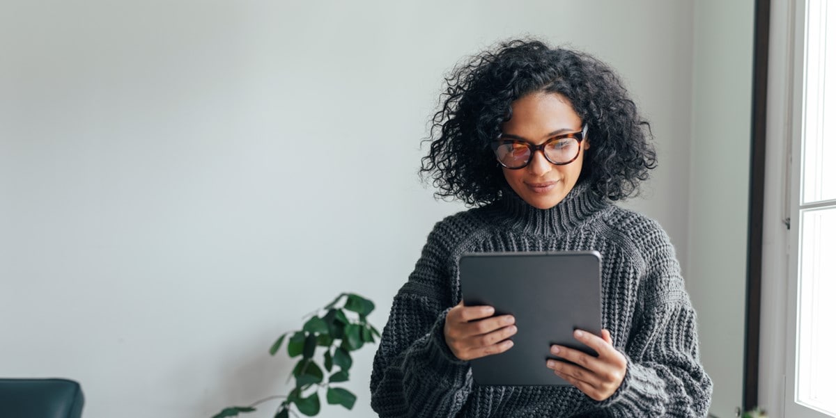 woman reading a document