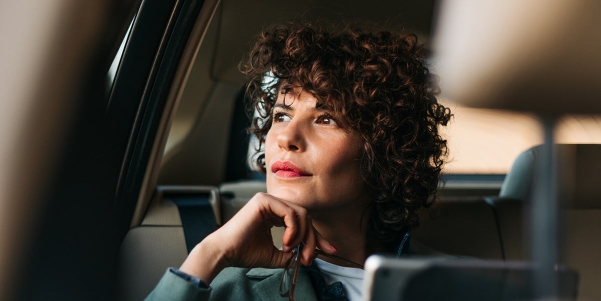 woman traveling in car
