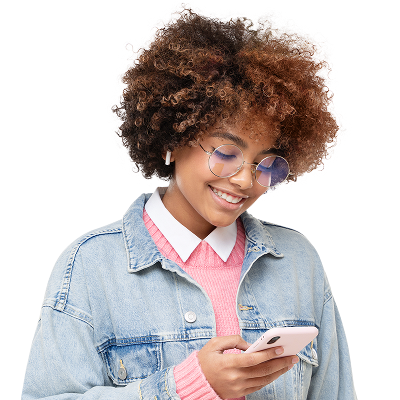 woman looking at phone