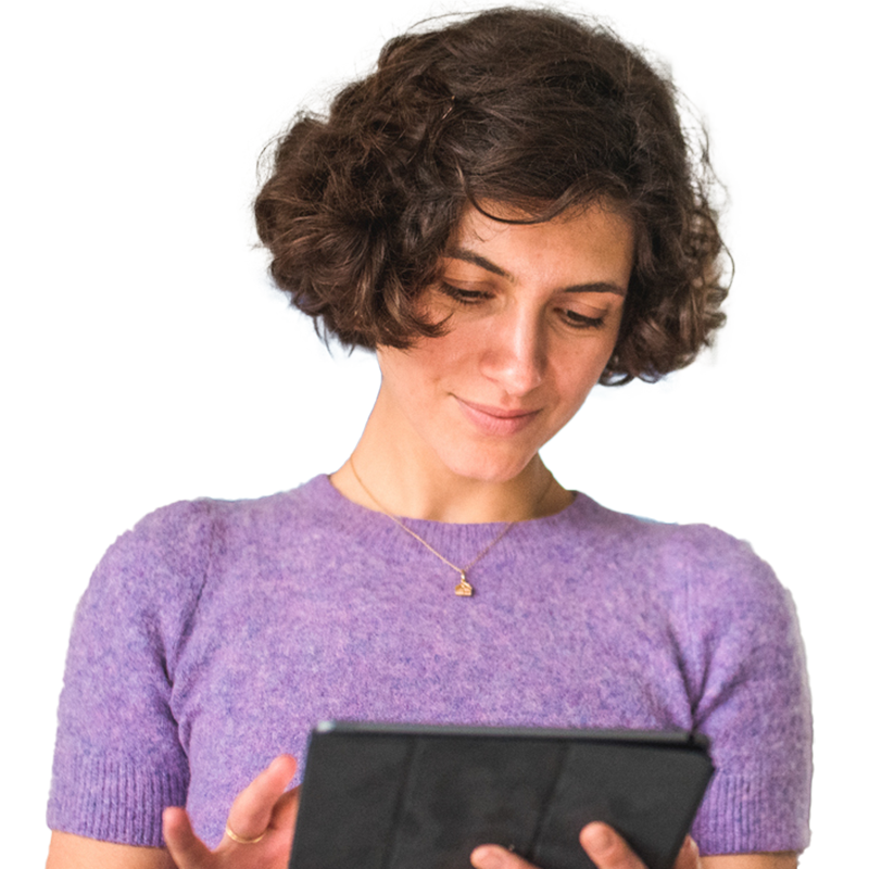 person looking at a tablet