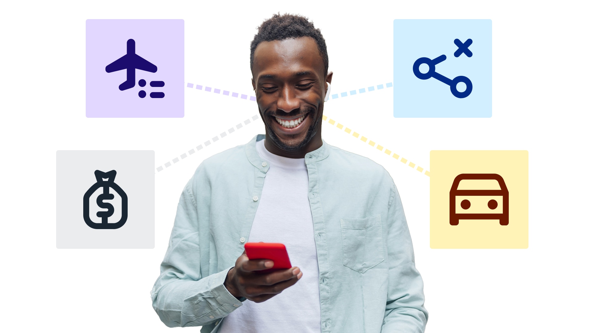 Man surrounded by app icons