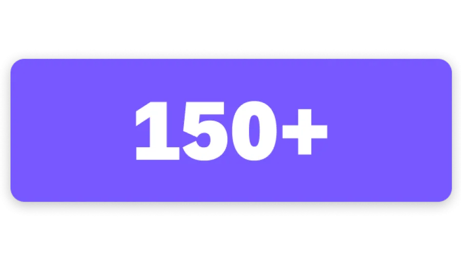 A box with the number 150+ in it