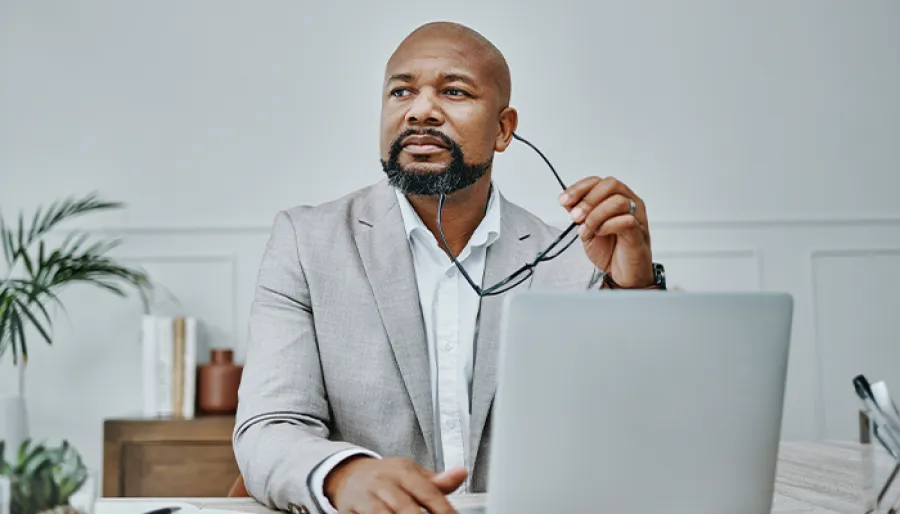 man using laptop