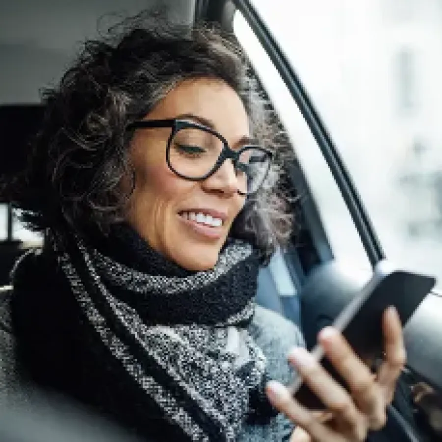 woman using app on phone