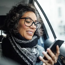 woman using app on phone