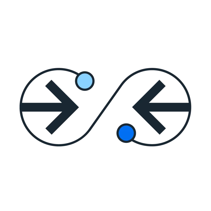 Arrows pointing at each other flow chart pictogram
