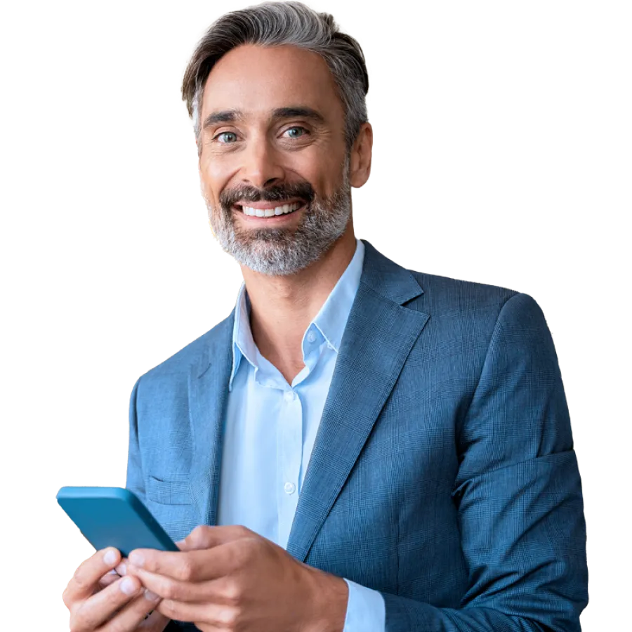 man smiling with phone