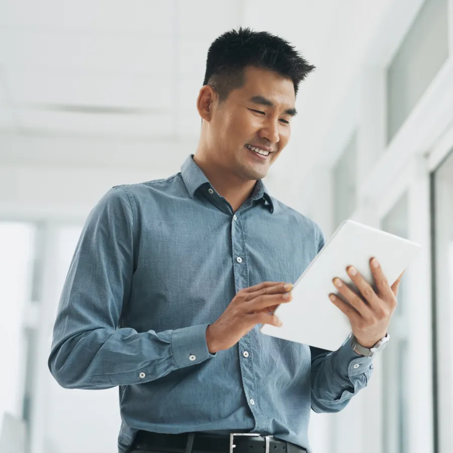 man using a tablet